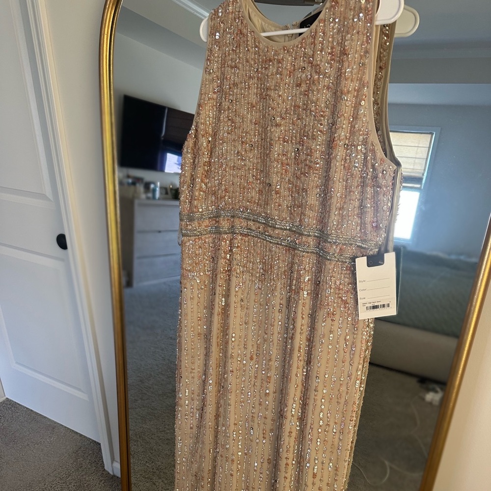 Mac Duggal Sequin Maxi Dress in Gold and Silver